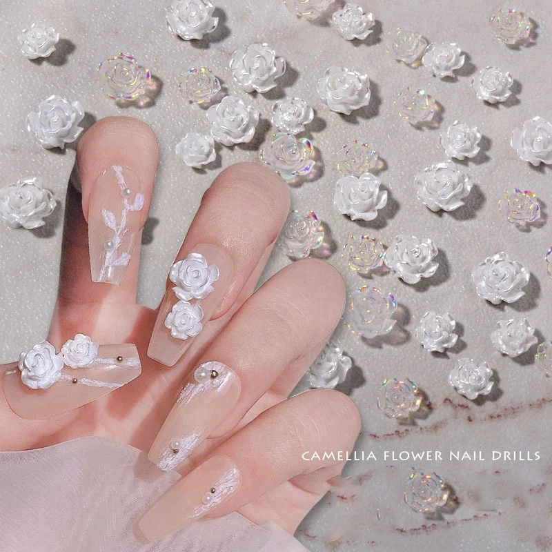 

Paso Sico 30pcs/bag Shiny AB Cute Flowers 3D Nail Art Design Creative Wedding Finger Decoration Manicure Supplies