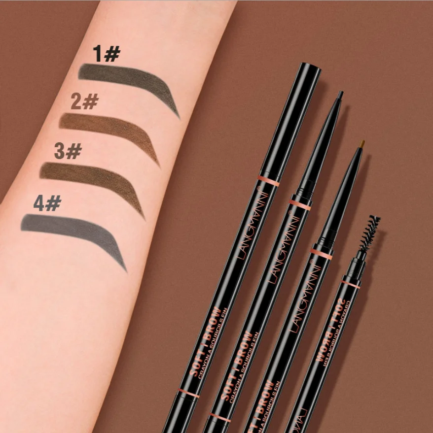 

Hot Selling Private Label Waterproof Retractable Slim Chic Eyebrow Pencil, Black/gray/light brown/dark brown