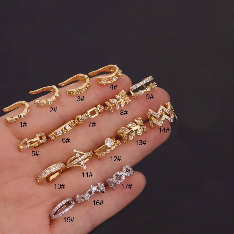 

Minimalist Gold Plated No Piercing C Shape Zircon Ear Bone Cartilage Clip Cuff Earrings Ear Clips Jewelry