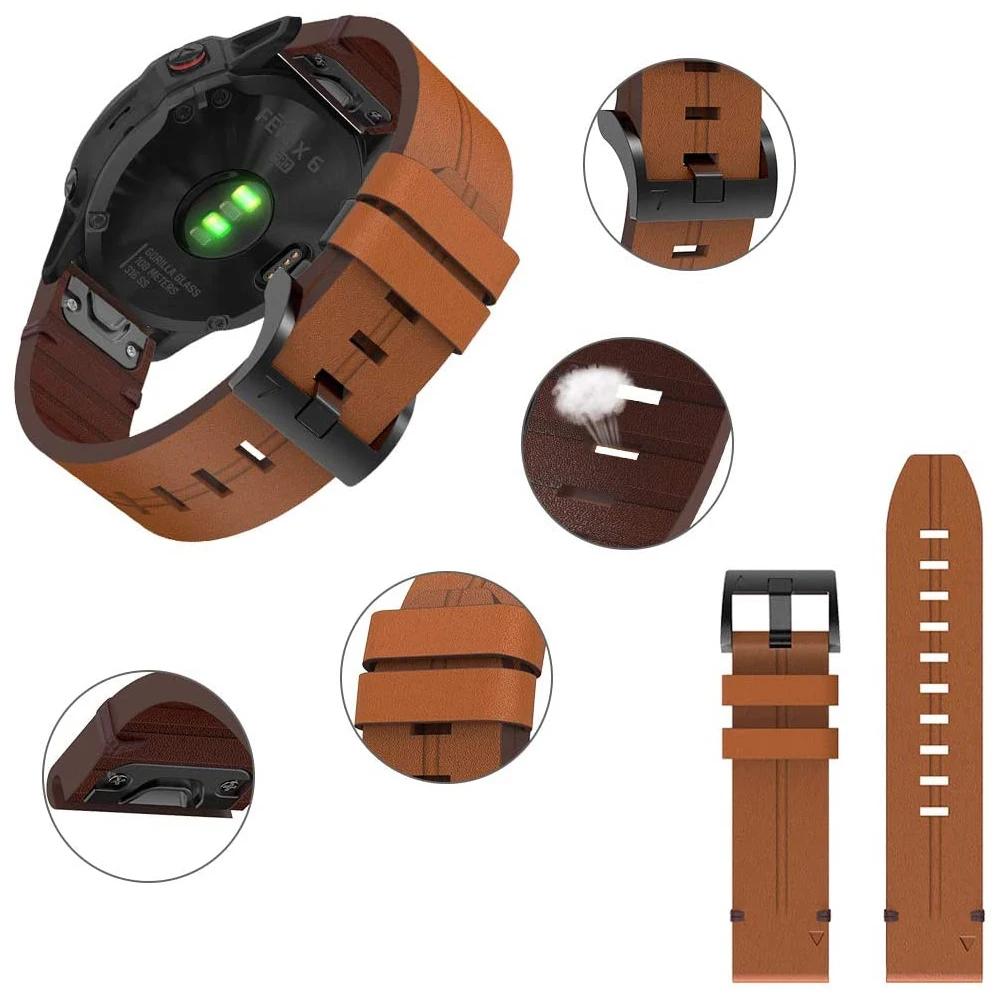 

For Garmin Fenix 6/6X/5/5X/5X Plus/3/3 HR 22mm Band vintage leather watch strap For garmin Fenix Leather Watch Strap