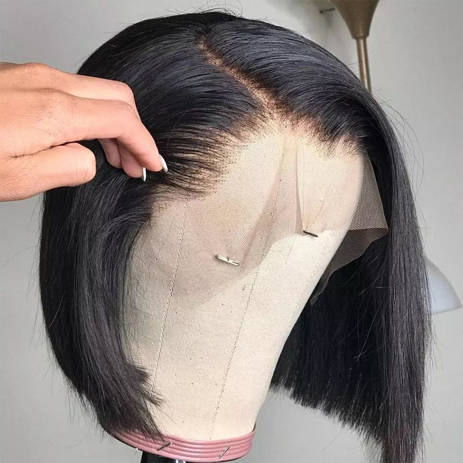 

Fashion Design 8 Inch Cambodian Human Hair Lace Front Short Bob Wig Wholesale Straight Human Hair Bob Cambodian Wigs