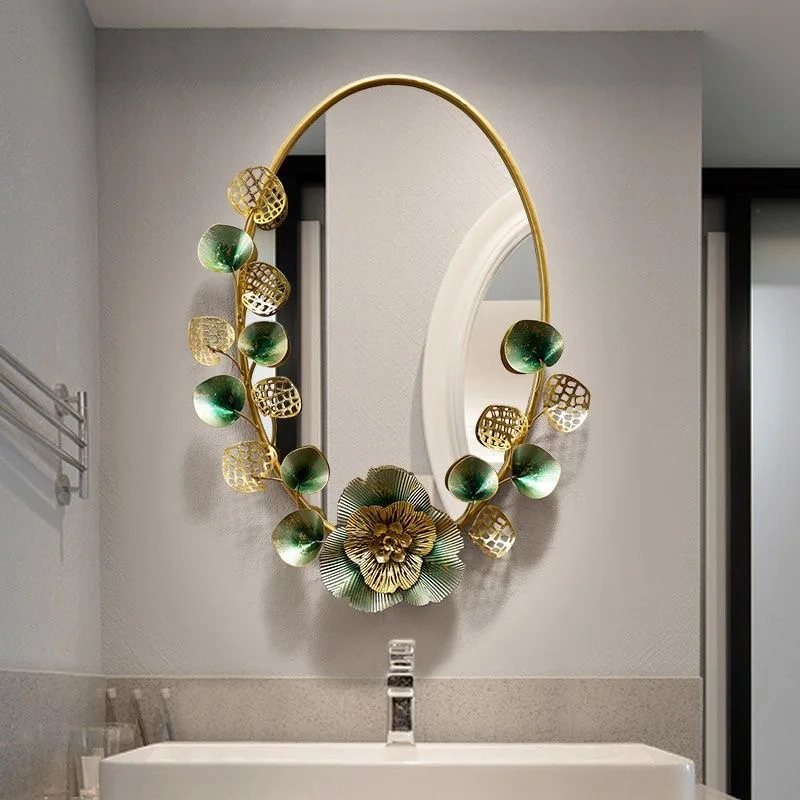 86X65 Light Luxury Wall Mirror Iron Background Personality Creative Metal Frame Mirror American Wall Hanging Accessories