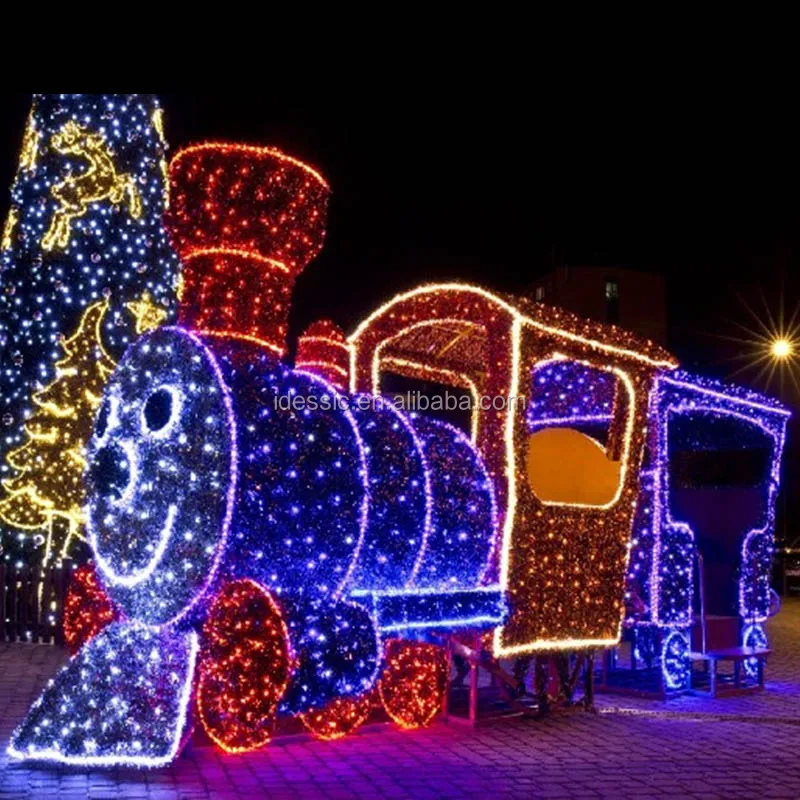 3d Led Motif Outdoor Lighted Christmas Train For Rooftop Christmas