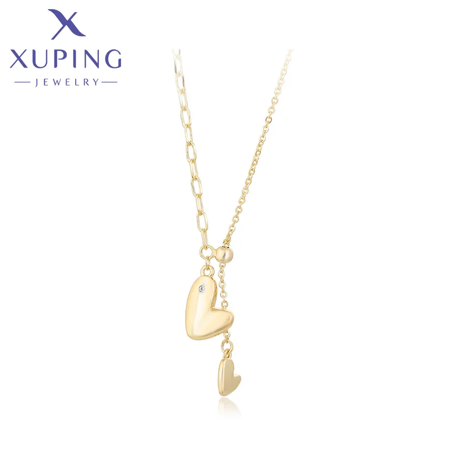 

necklace-01765 Xuping Jewelry Double love fashion simple cute necklace for lady Environmental Copper