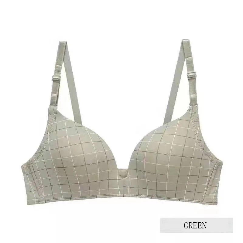 
Hot sale ultrathin flaid cute print young girl underwear wireless breathing bra wholesale and dropshipping with high quality 