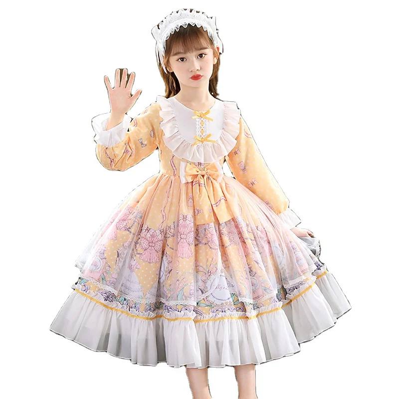 

girls Lolita children princess dress autumn and winter Lolita dress, As picture