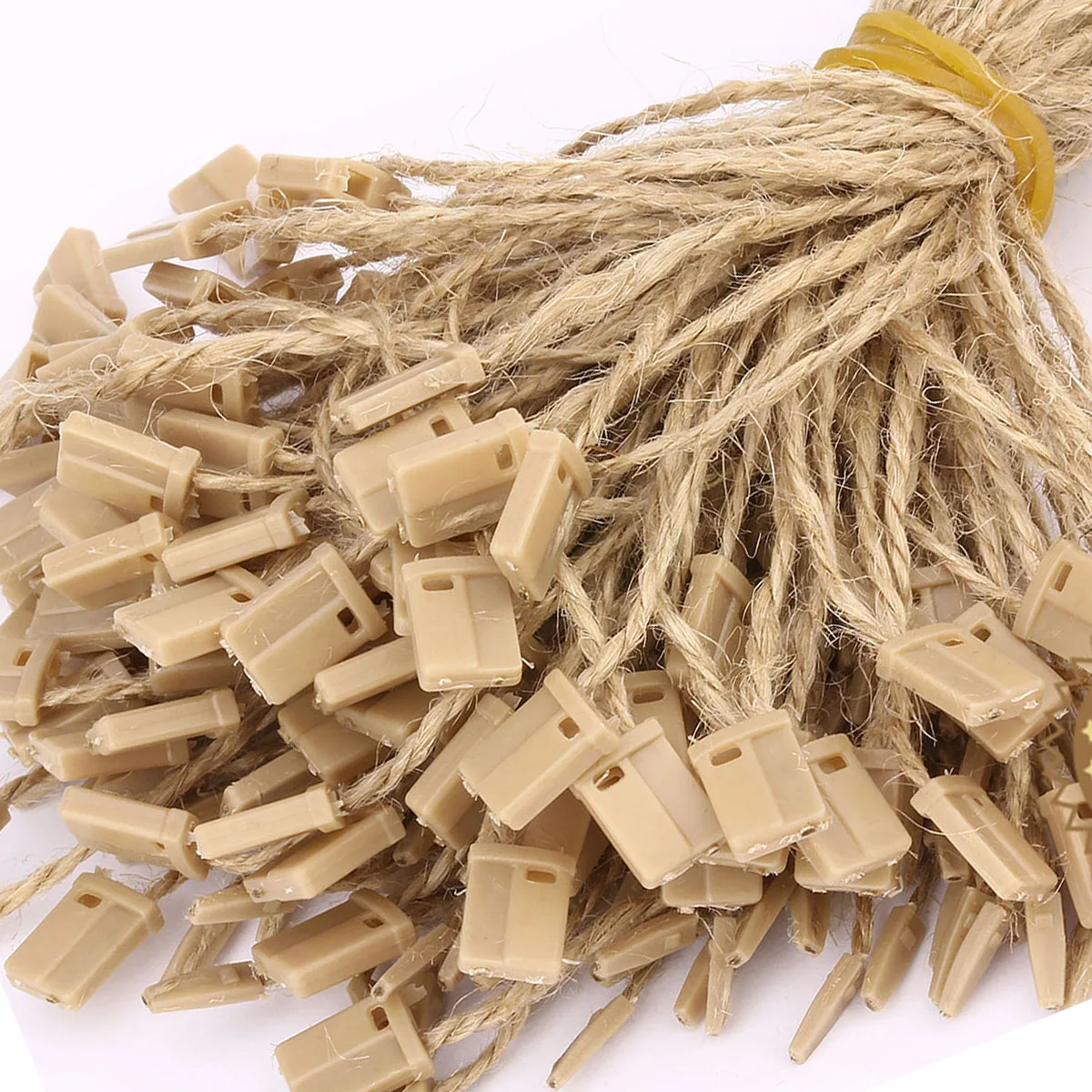 

Hemp Twine String 980 Pcs Hang Tag Fasteners Natural with Snap Lock Ties Easy and Fast to Attach HangTags Jute String