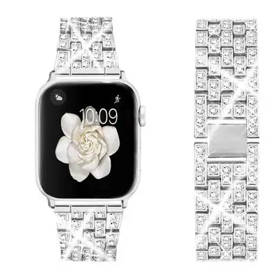 

Hot Sale Luxury Crystal Rhinestone Diamond Stainless Steel Bling Strap Band For Apple Watch, Multi color