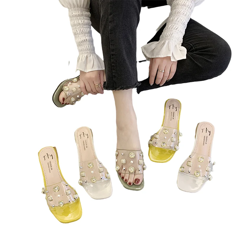 

Trendy Summer 2021 Outdoor Beach Slippers Wholesale Ladies Slides Flat Platform Footwear Rope Sandals