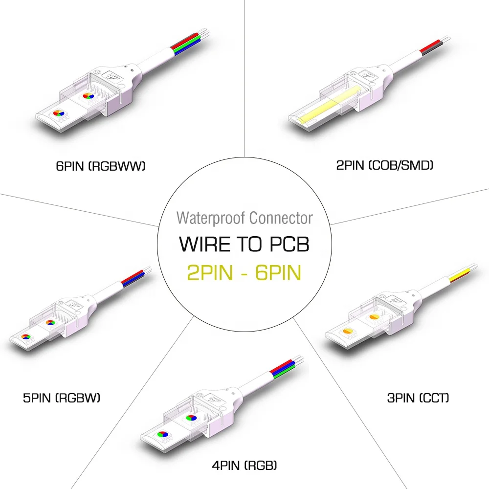 

OEM ODM PCB to Wire CCT Led Strip Light 2/3/4/5/6 Pins LED tape Connector Splitter Cable 2 Pin female Connector wire