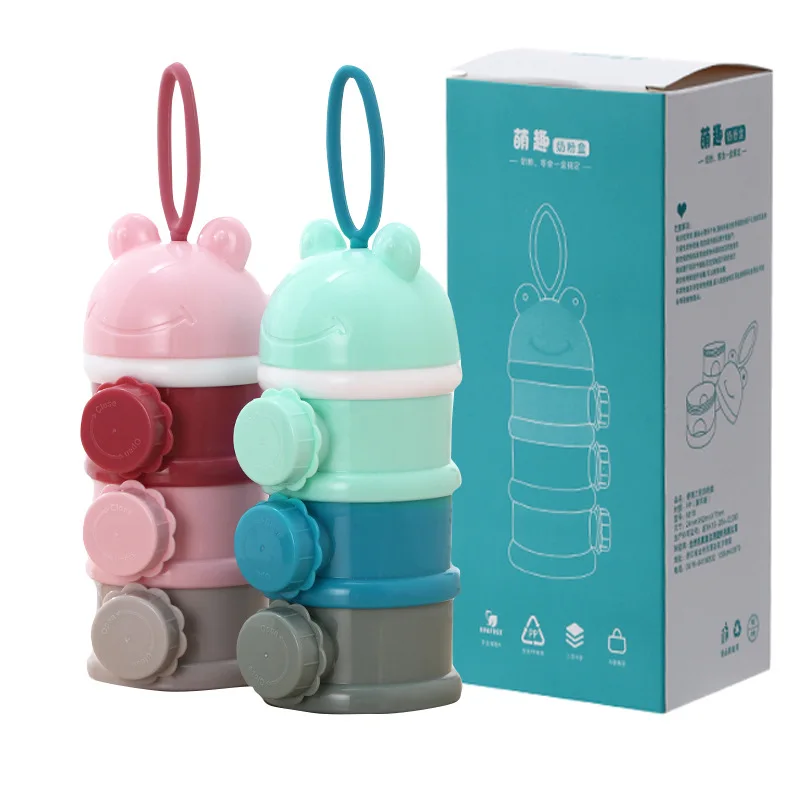 

Portable go-out baby large-capacity milk powder box with lanyard side opening and removable three-layer milk powder compartment