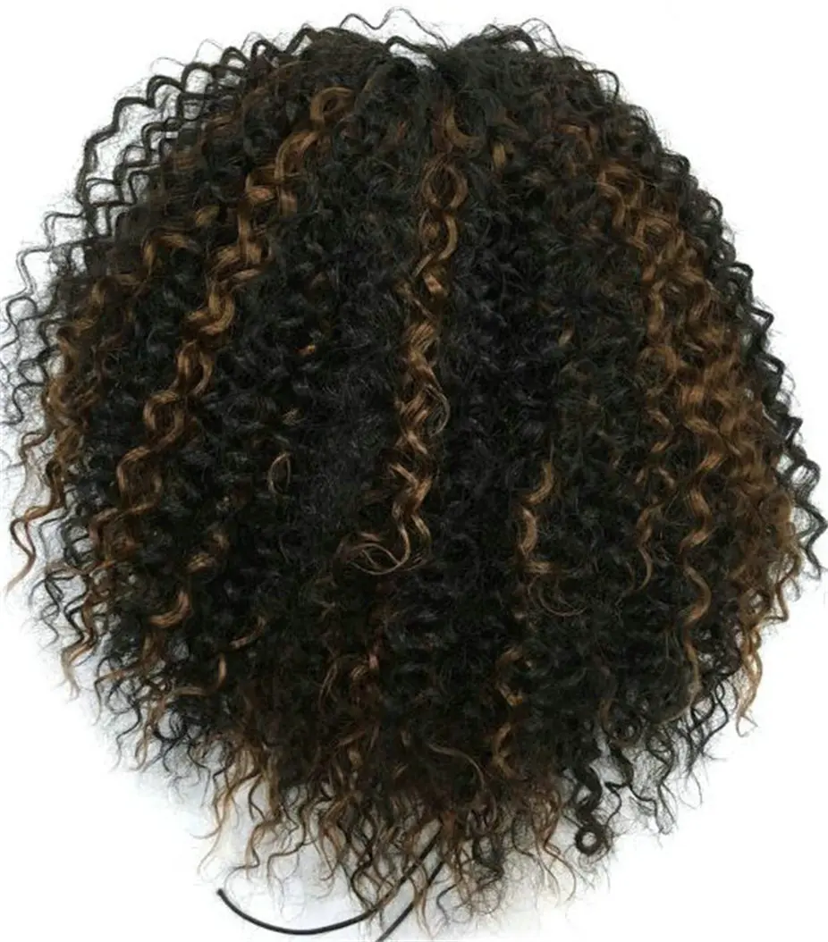 

Ombre Kinky Curly two tone Ponytail false Hair Extension human ,1b/30 highlight diva1140g Drawstring Ponytail Extension