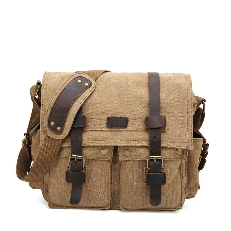 

New Solid Color Canvas Vintage Postman Camera bag Casual Men's Shoulder bag