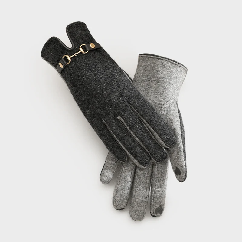 Fancy Girls Bike Riding Touch Screen Soft Winter Thermal Women Wool Gloves