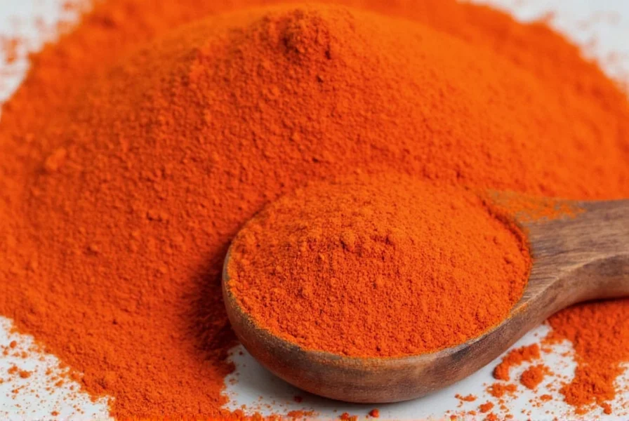 Close-up of freshly ground paprika powder being sifted through a fine mesh sieve