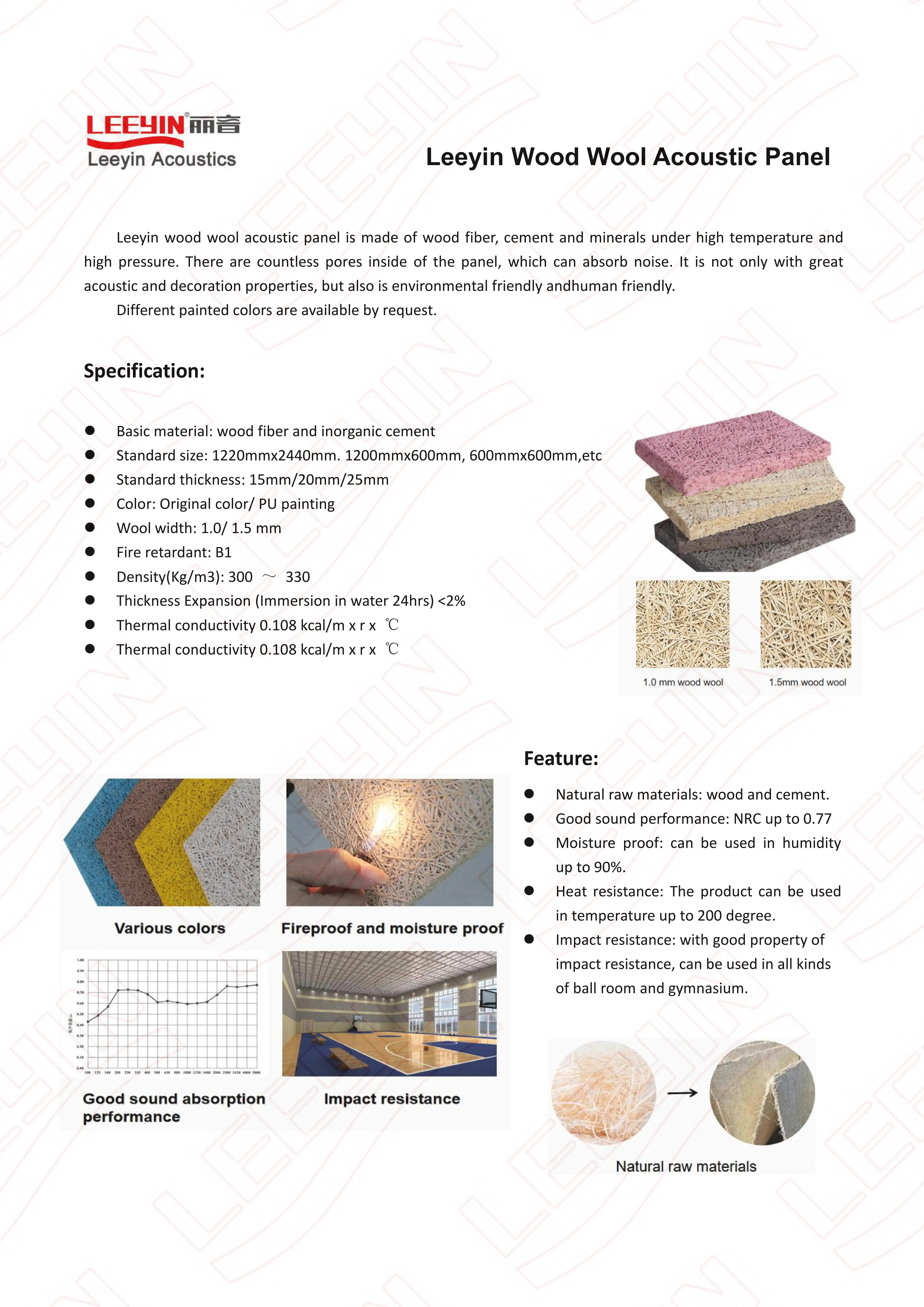 Leeyin Akustische Decke Fliesen Holz Wolle Zement Bord Hersteller Holz