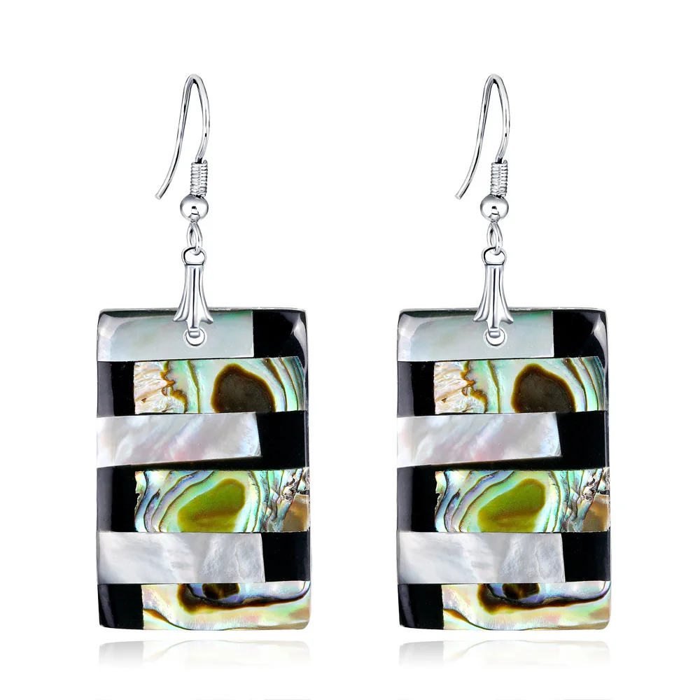 

Hot selling Modern Long Bar Linear Abalone shell earrings Dangle Hook Earrings