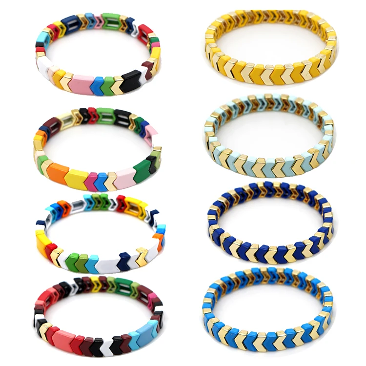 

2020 Wholesale Fashion Friendship Bracelets Bohemian Enamel Rainbow Bracelets