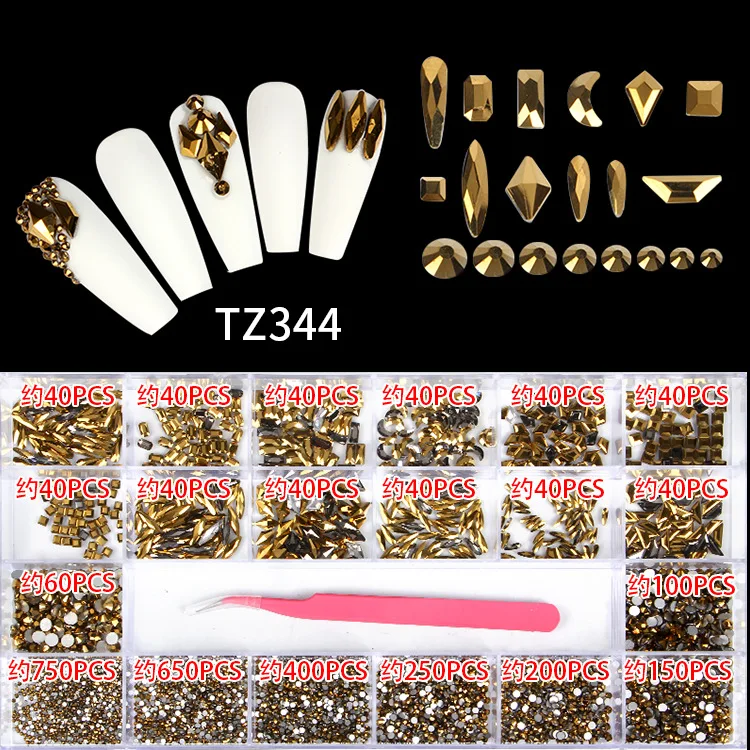 

High Quantity Colorful 3d Nail Gems Crystals Rhinestones Box Jewelry