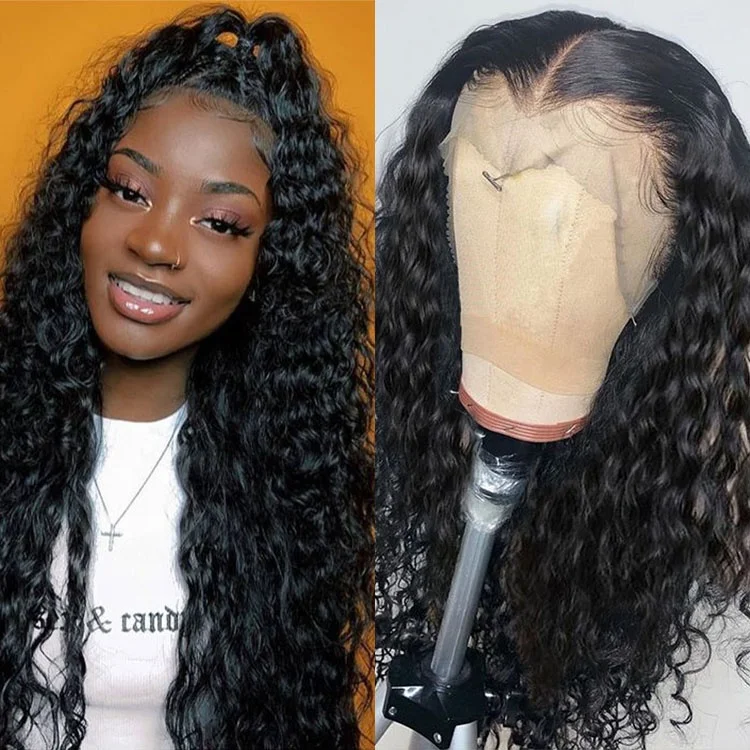 Brazilian Water Wave 360 Lace Human Hair Wigs 360 Full Lace Wigs With Baby Hair Pre Plucked Natural Hairline 150% Remy Hair
