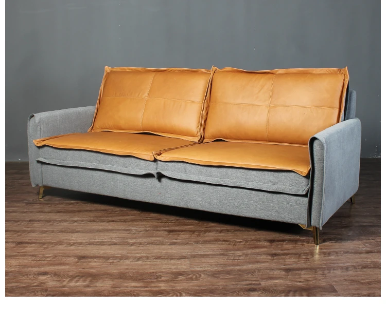 Nordic retro style leather sofa 3 seats