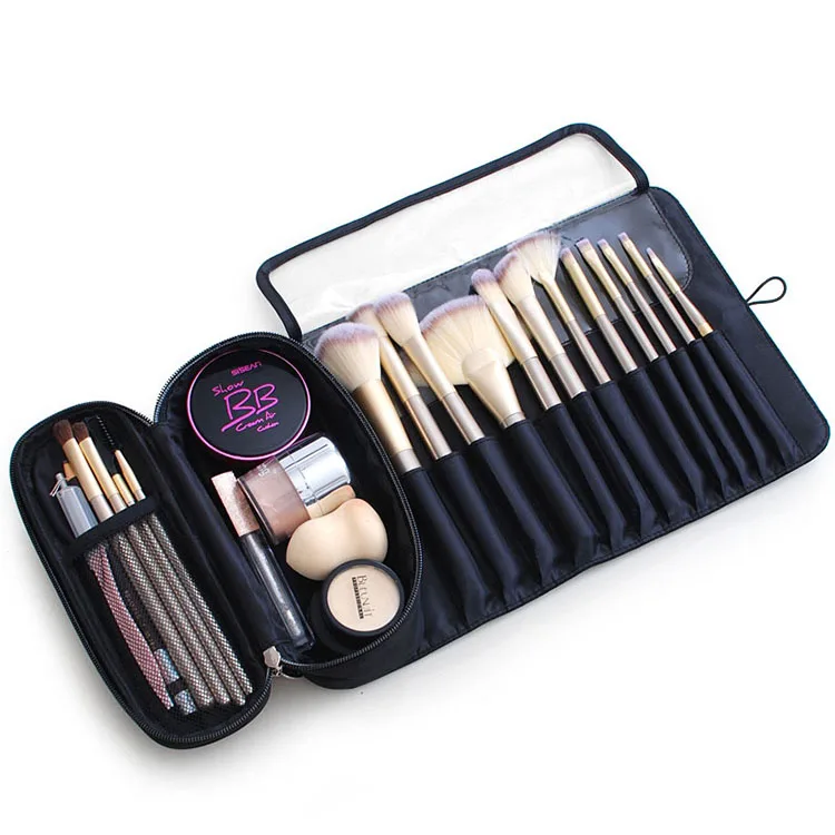 

New Cosmetic Brush Bag Multifunctional Folding Professional Beauty Makeup Kit Customization Accept Customized Logo Fashion Black