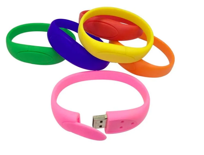 %100 real capacity Custom logo Silicon Bracelet Wrist Band USB Flash Drive USB 2.0 Flash Stick Pen Drive - ANKUX.COM