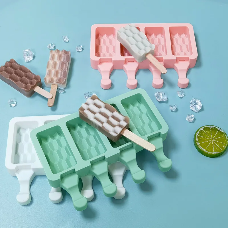 

GC wholesale molde de hielo customize ice cream moulds 4 holes homemade many shapes silicone popsicle mold, Accept customized color