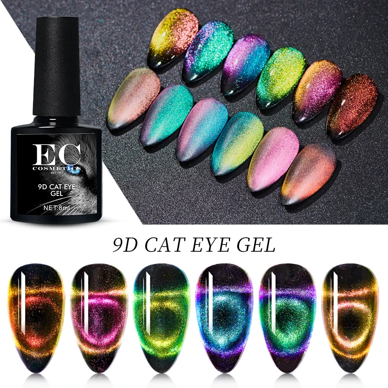 China factory private label new style 5d chameleon color changing galaxy uv nail art gel kit set magnetic 9D cat eye gel polish