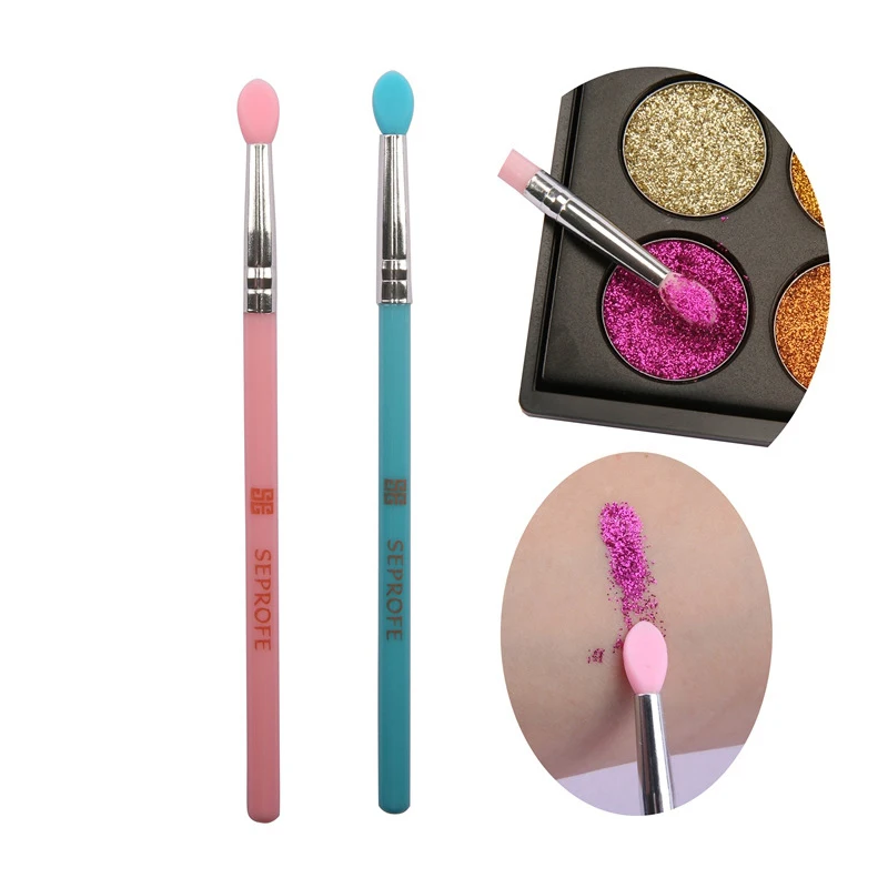 

eyeshadow makeup tools silicone eye shadow brush 1pc Glitter Eyeshadow Private Label Silicon Single Makeup Brushes, Pink/blue