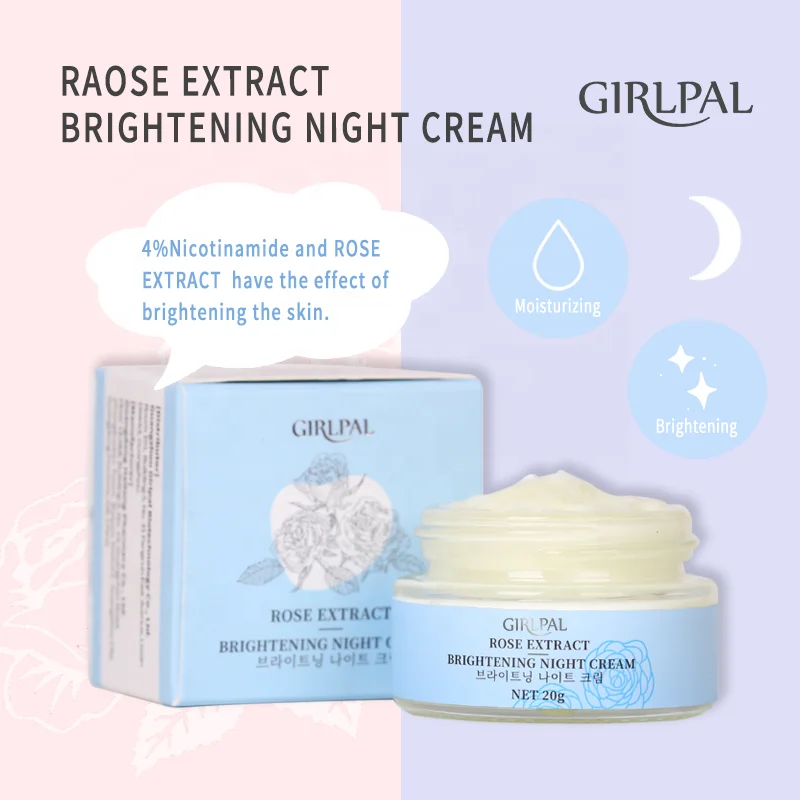 

Private Label High Quality Organic Brightening And Moisturizing Skin Care Facial Whitening Rose Extract Night Cream