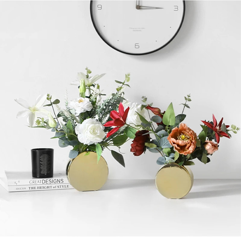 

Simple modern plating gold vase flower table decorations ceramic flower vase for wedding