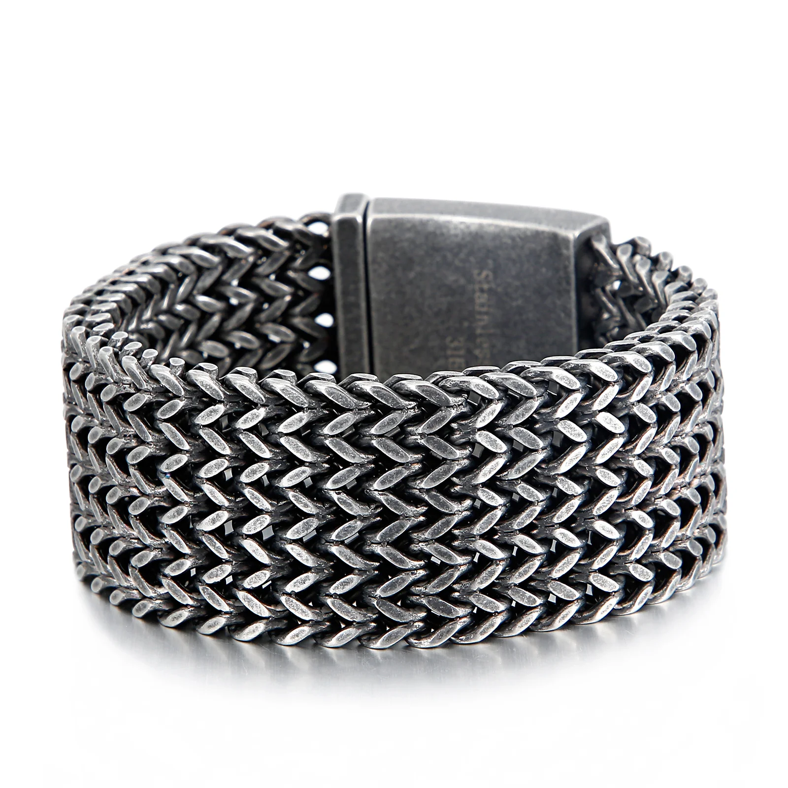 

KALEN Vintage Black Mesh Chain Bracelets Men 316L Stainless Steel Jewelry Bracelet