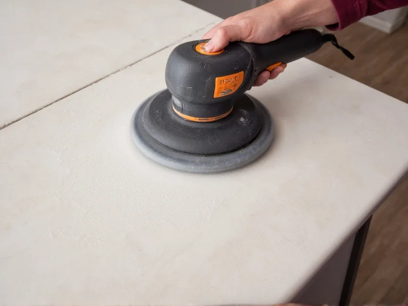 Polishing concrete countertop with diamond pads