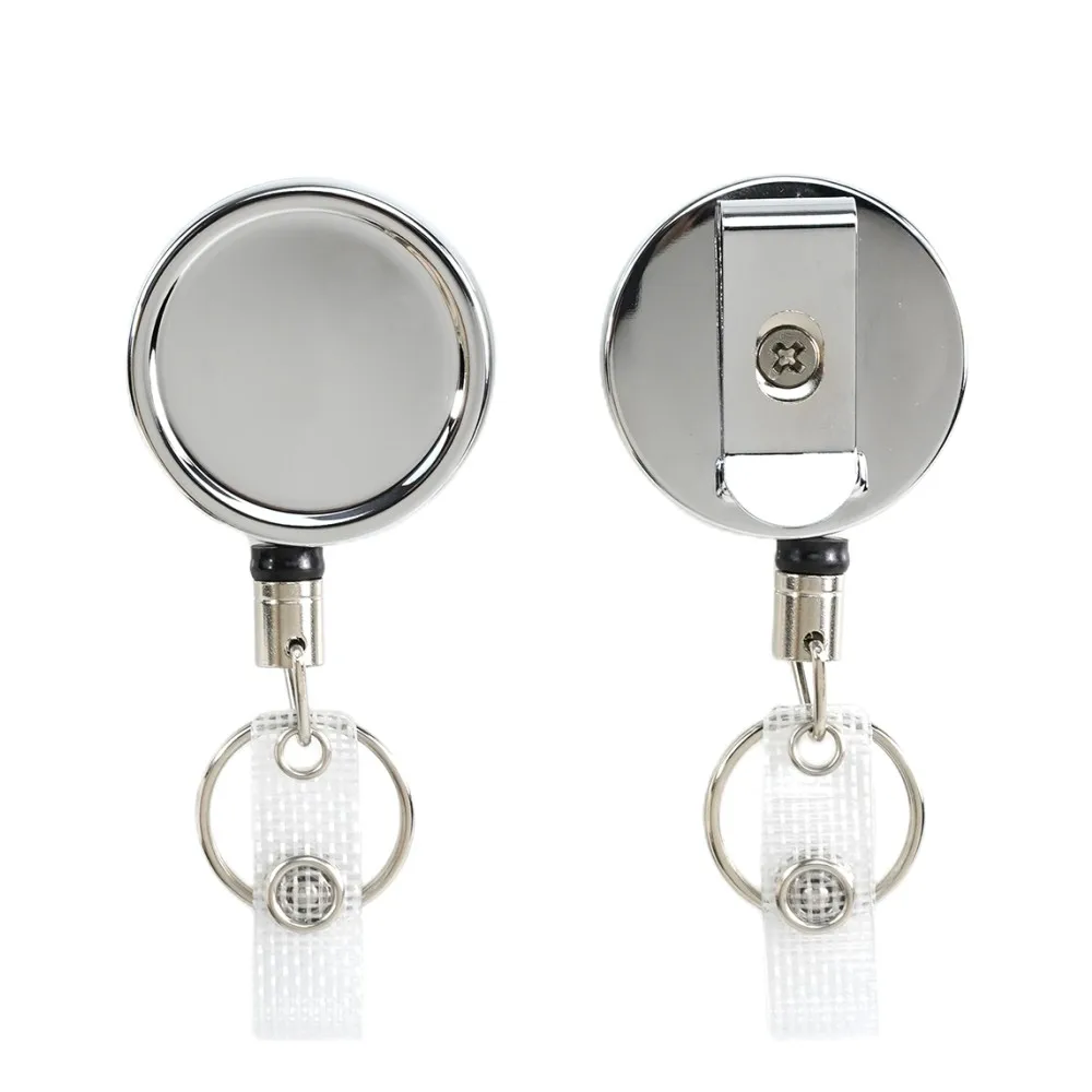 

Bestom Silver Chrome Metal Retractable Heavy Duty ID Card Holder YoYo Badge Holder Reels Ski Pass Accessories