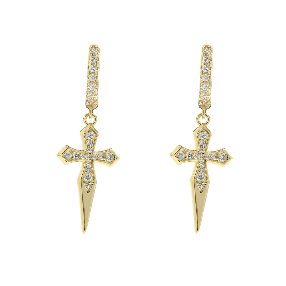 

Hip-hop copper sword 21524 earring DIY lovers fashion full of zircon personality earings for men 2020