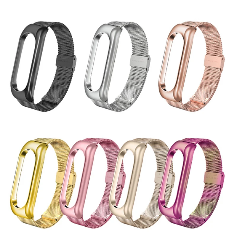 

2021 Hot sale metal strap stainless stell mi band 5 Watch Band mi band 3/4 for xiaomi Replacement wristband