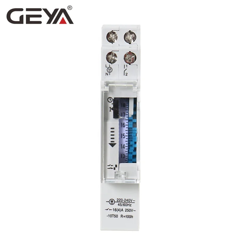

GEYA TB45 TB180 Din Rail 17.5mm width Mechanical Timer Switch 96 times on/off per Day Time Set Range 15 Mins Timer 110V 220V