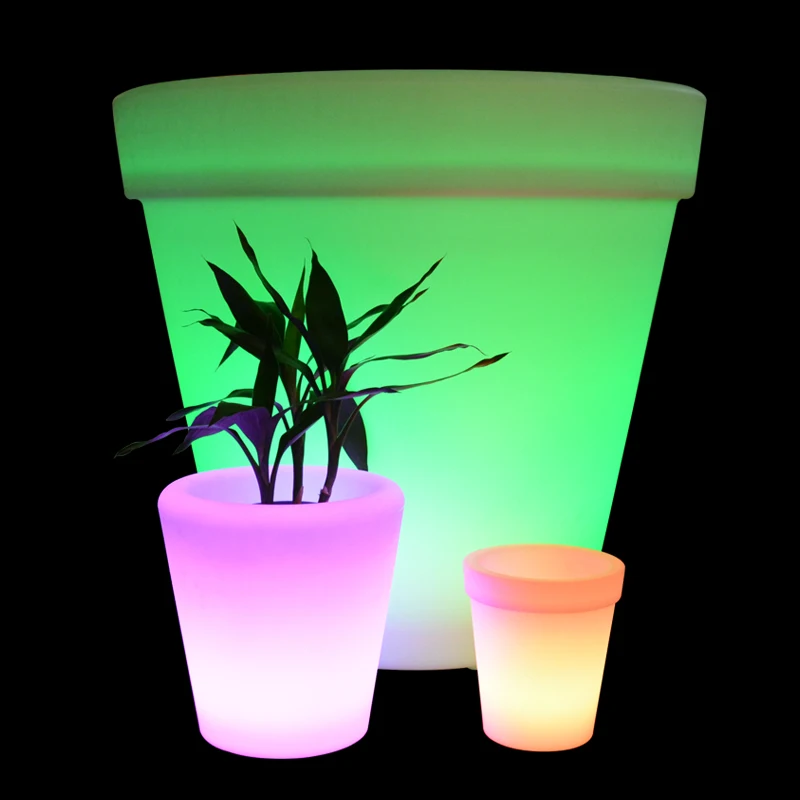 

New Product Modern Plastic waterproof RGB colorful plastic bonsai LED flower pot