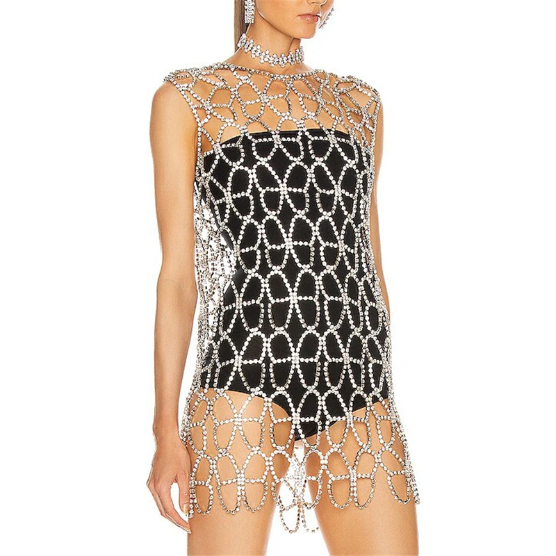 

Fashion sexy rhinestone crystal long body jewelry romantic woman evening dress body chain, Gold silver