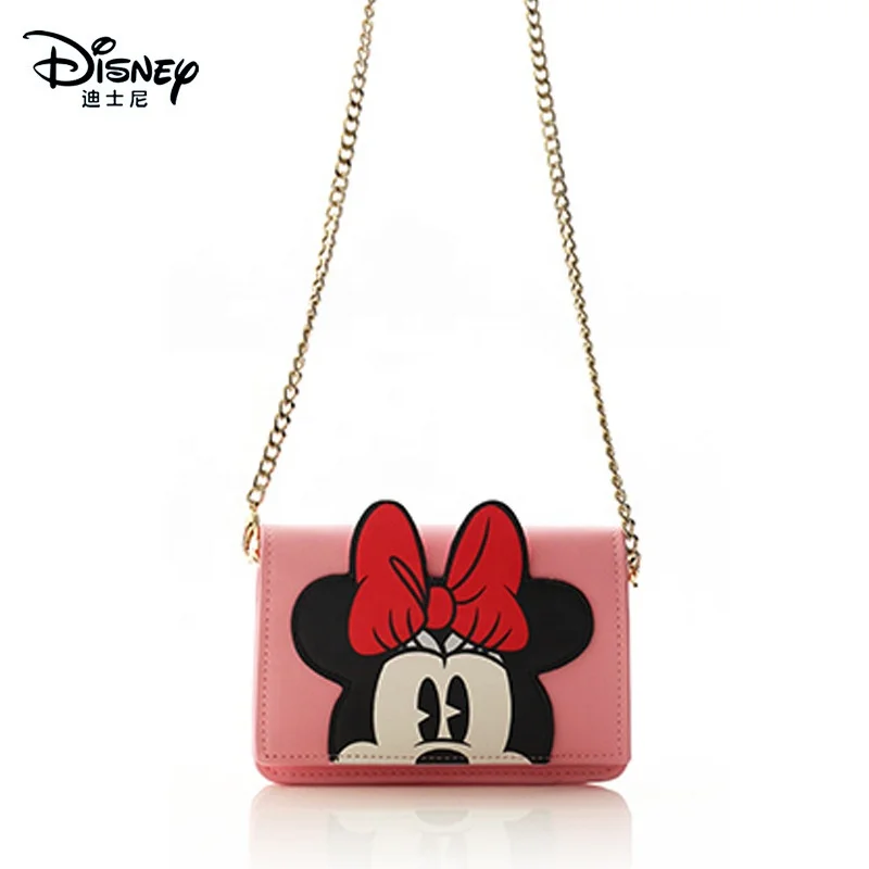 

Disney Genuine Minnie Shoulder Mobile Phone Bag Chain Bag Female Cartoon Cute Crossbody Bag, Pink