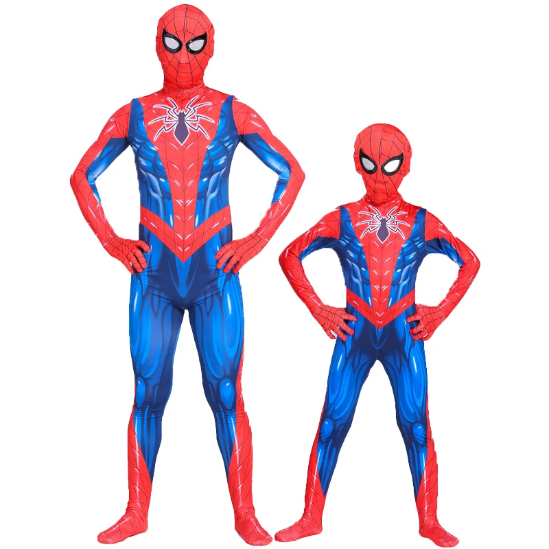 

Superhero Children Costumes Polyester Tight Jumpsuit Bodysuit Kids Halloween Party Cosplay Spiderman 3D Style Clothing With Mask, Picture shown