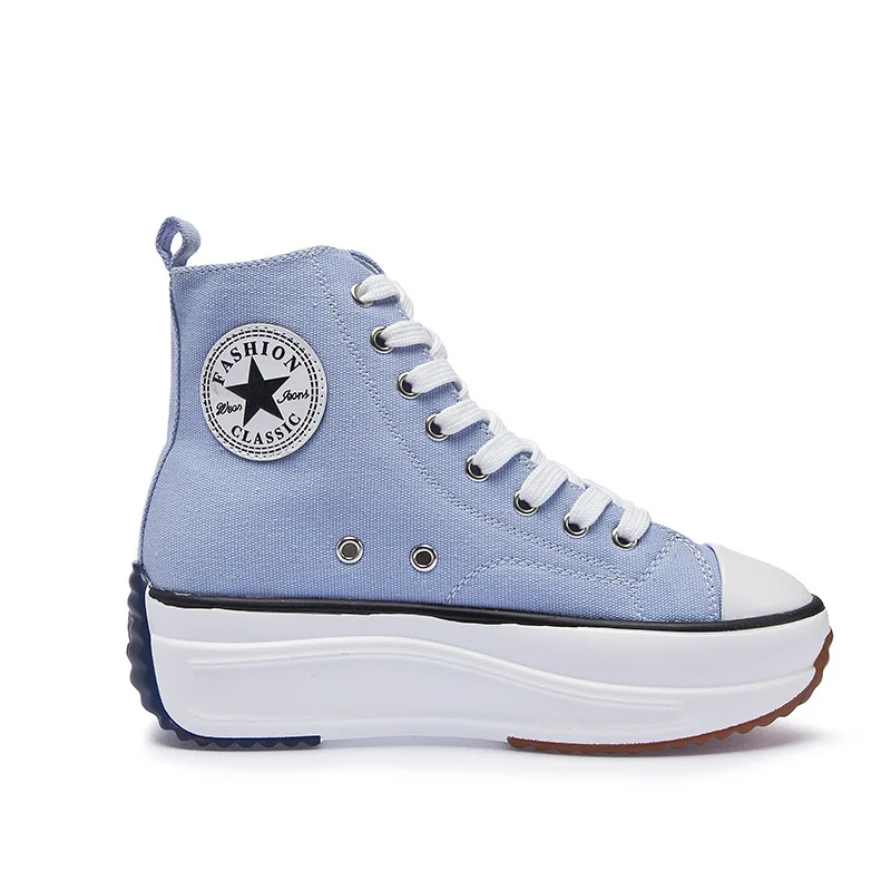 

Women Fashion High Top Sneakers Spring Female Footwear Pumps Platform Vulcanized Shoes Lace-up Ladies Casual Sneakers, White/pink/yellow/red/black/blue/orange/green