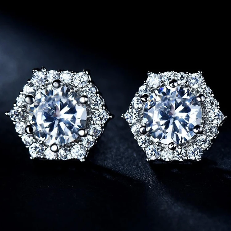 

wholesale simple 925 sterling silver single white diamond stud earrings for women