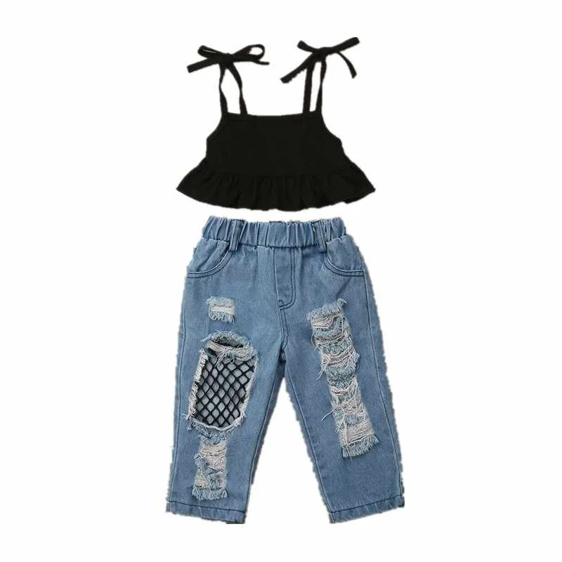 

Summer 2 Piece Denim Jeans Outfits For Baby Girl Kids Clothing Outfits