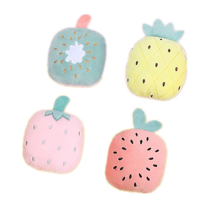 

Cute plush vocal bite resistant interactive fruit shape catnip toys for cat and dog, Cactus, strawberry, carrot, pineapple, watermelon, kiwi