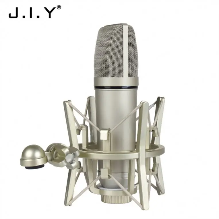 

U87 Large Diaphragm Karaoke Sing Recording Microphone Cardioid Condenser Microphone With Microphone Cable, Champagne