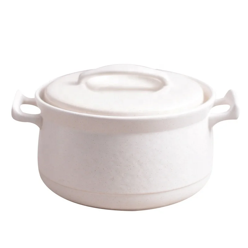 

Home goods various color restaurant hot pot stripe ceramic casserole with lid fire resistant ceramic pot, White