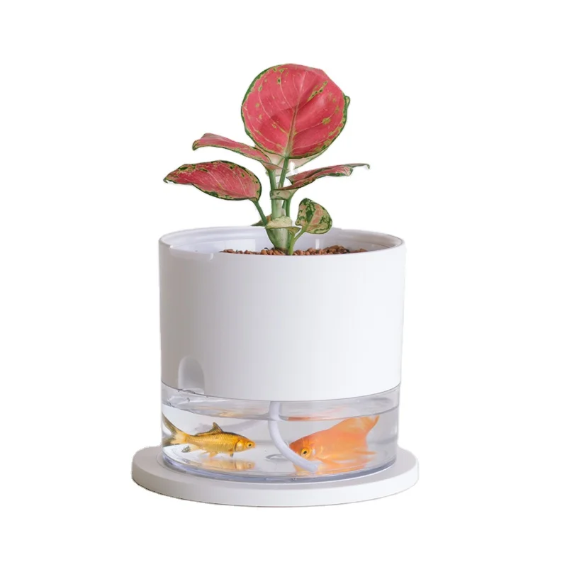 

2022 Amazon hot-sale plastic planter pot smart flower pot Self Watering plant Pot, White