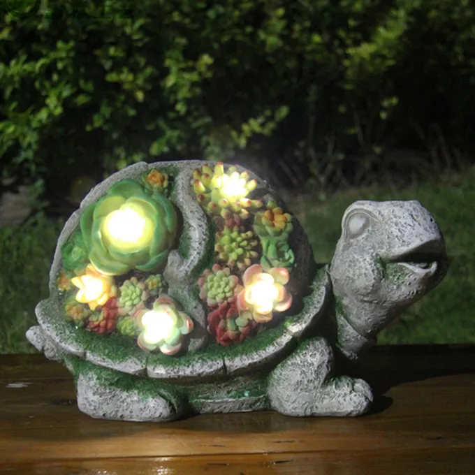 

rustic garden decoration outdoor resin tortoise shape solar light